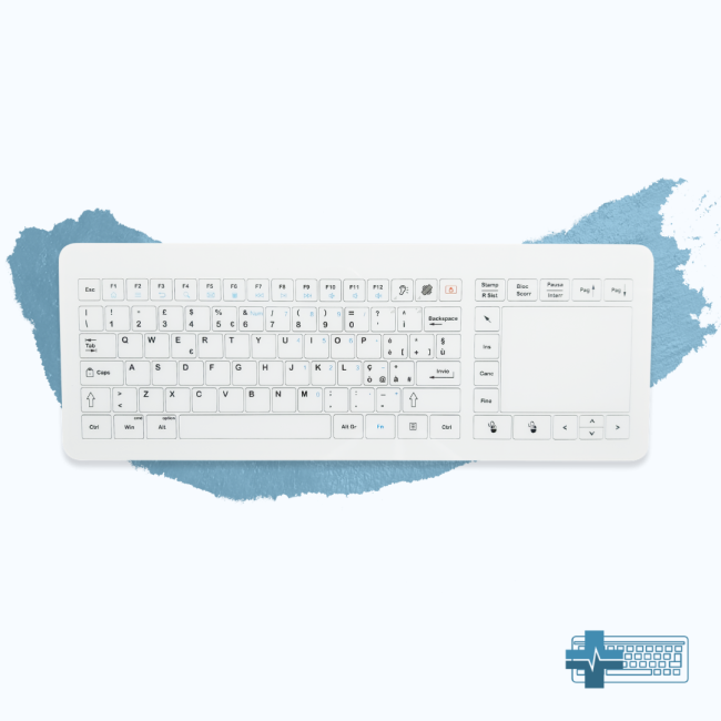 TVB01: Medical Keyboard Tempered Glass And Plastic Bottom With Touchpad