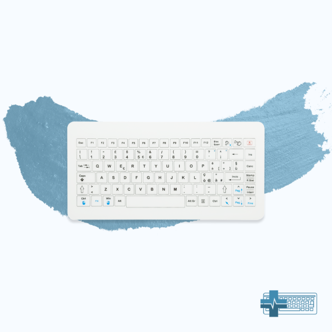 TVB06: Medical keyboard in tempered glass and aluminium bottom